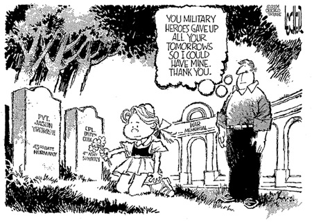 Memorial Day cemetery cartoon